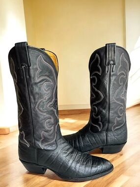 NOCONA Cowboy Western Boots Black Leather
